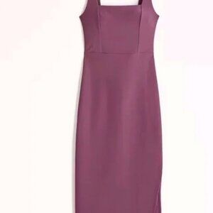 Abercrombie & Fitch Stretch Contour Midi Dress in Berry LT